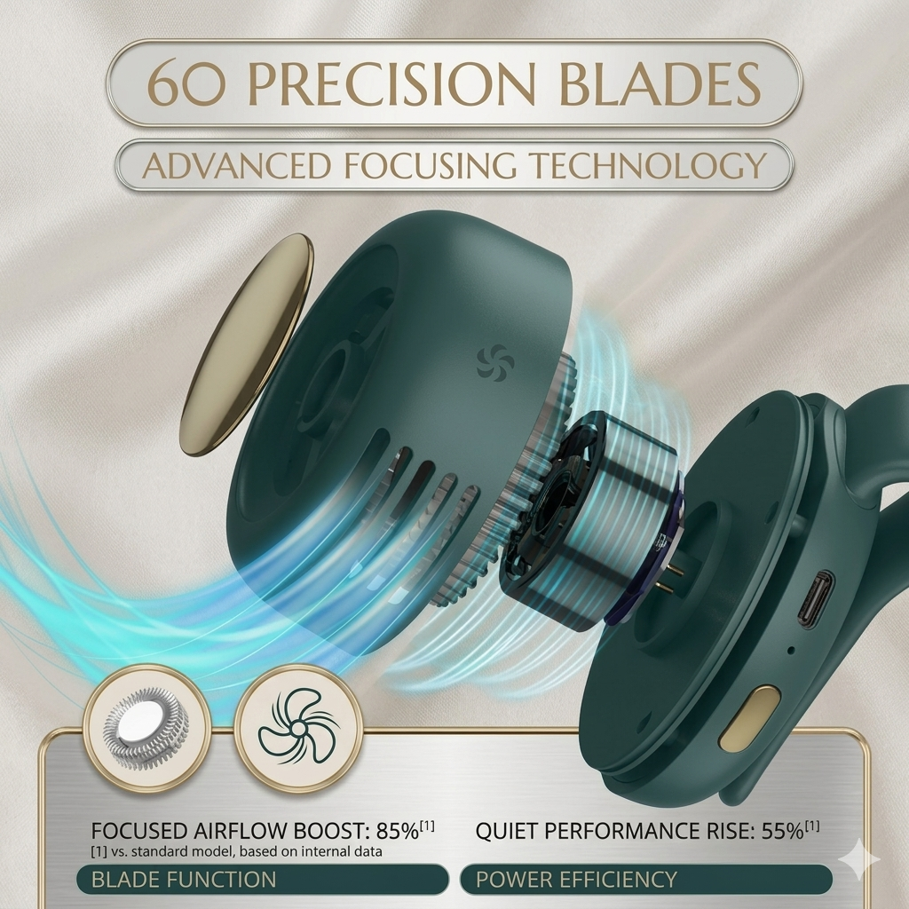 Cyclone Bladeless Wearable Fan - 360° Adjustable Portable Personal Fan
