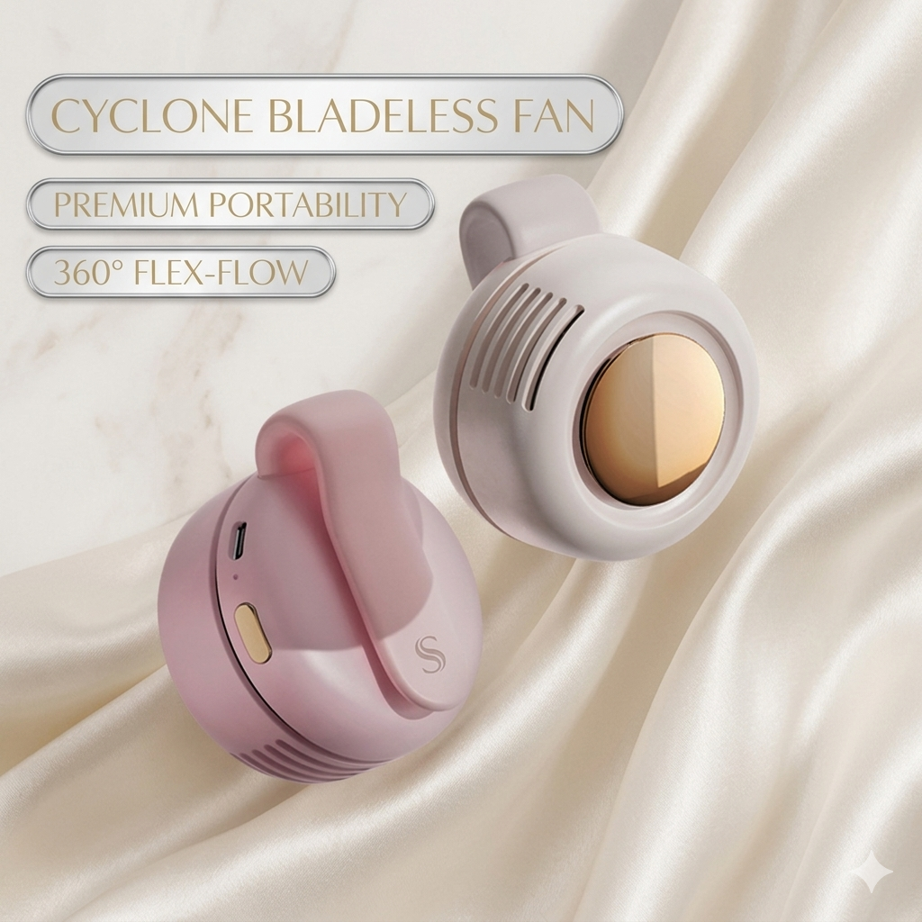 Cyclone Bladeless Wearable Fan - 360° Adjustable Portable Personal Fan